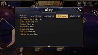 Tỷ lệ cược bài bull bull EE88